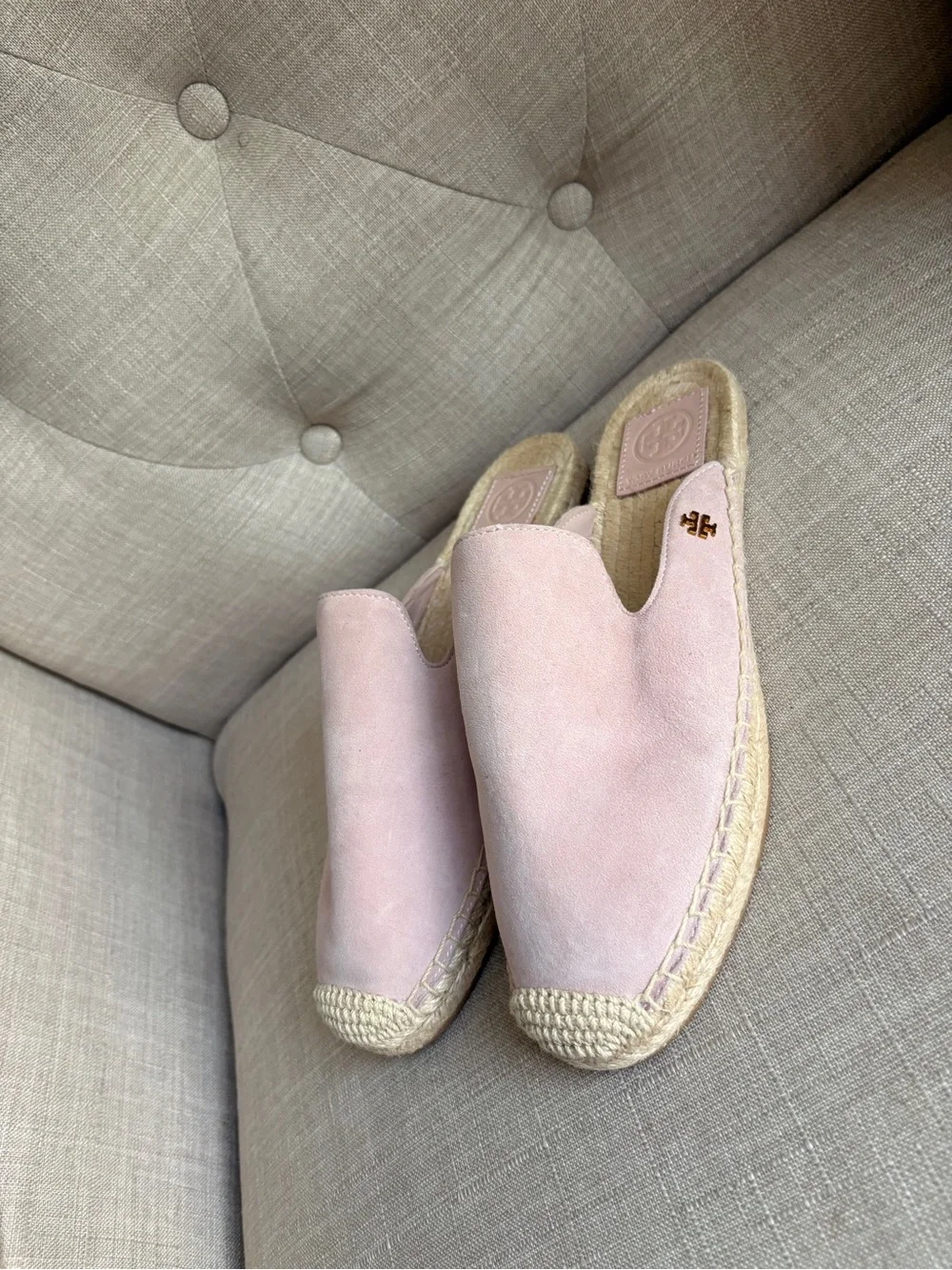 Women's Pink Suede Espadrille Mules- NEW!